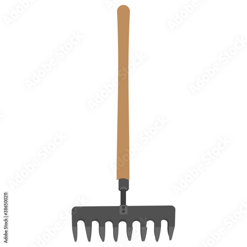 
Three cornered tool with wooden handle for grip notion garden fork icon 
