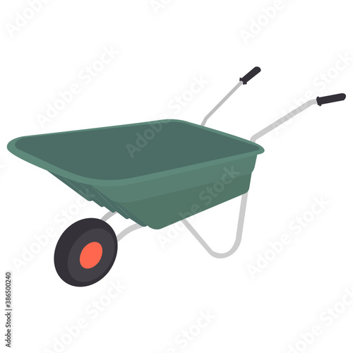 
Cart with one wheel and two handles, showing wheelbarrow icon
