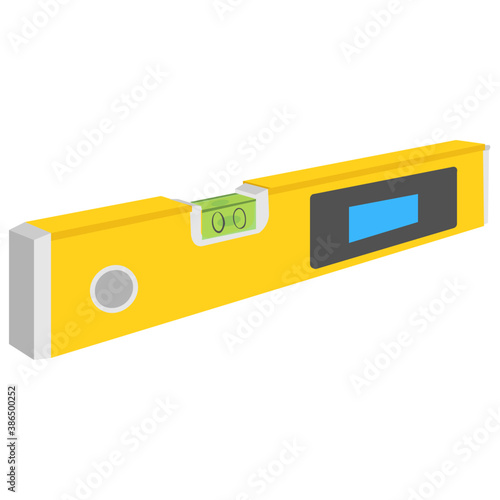 
Rectangular shaped tool with water inside and a screen to show digits, level tool graphic 
