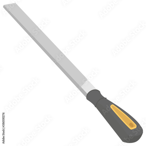 
Cutting edge of a blade with wooden handle denoting chisel icon  
