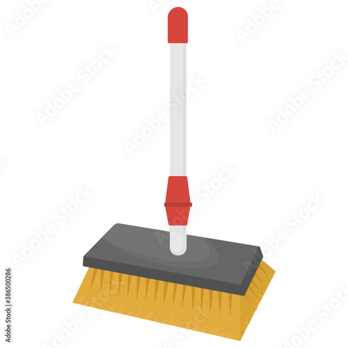 
Brush with braces attached to a long stick, this is cleaning brush graphic 
