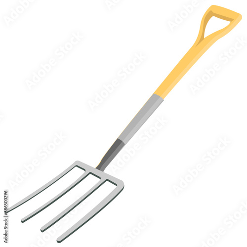 
Three cornered tool with wooden handle for grip notion garden fork icon 
