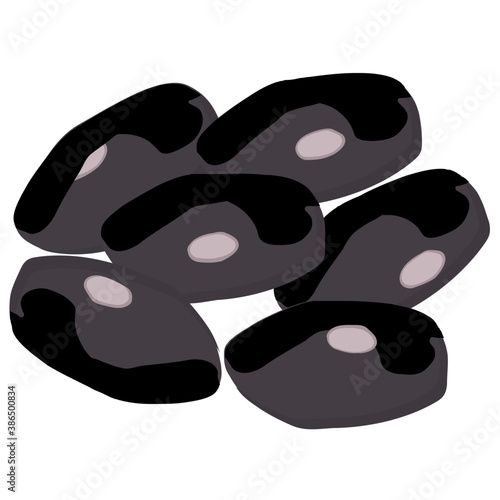 
Black beans with white eye in the middle, icon for turtle beans 

