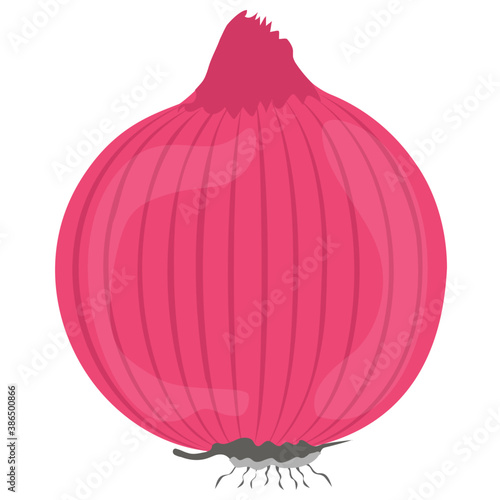 
Red bulb with root on the head denoting onion icon

