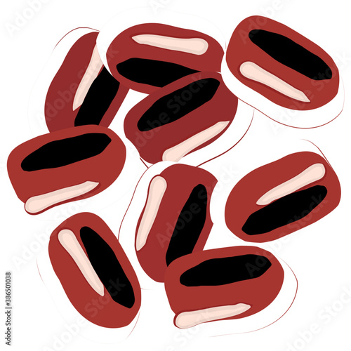 
Kidney shaped dried beans, a red beans icon
