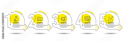 Recovery computer, Like photo and Cooking spoon line icons set. Timeline process infograph. Cash sign. Backup info, Thumbs up, Cutlery. Banking currency. Business set. Vector