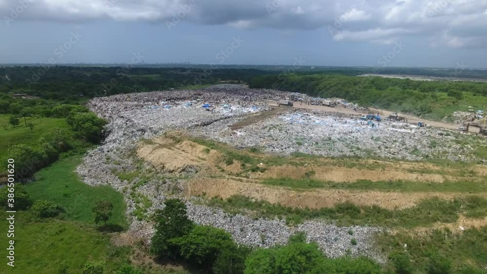 Aerial circling over Duquesa landfill and surrounding landscape. Santo Domingo Aerial circling over Duquesa landfill and surrounding landscape. Santo Domingo
