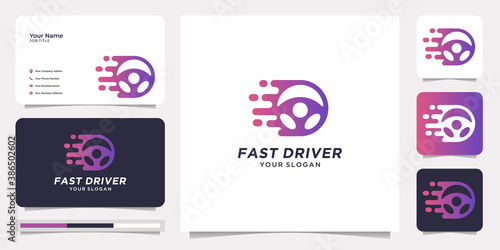 fast driver logo design template.icon for business.logo and business card template.premium vector