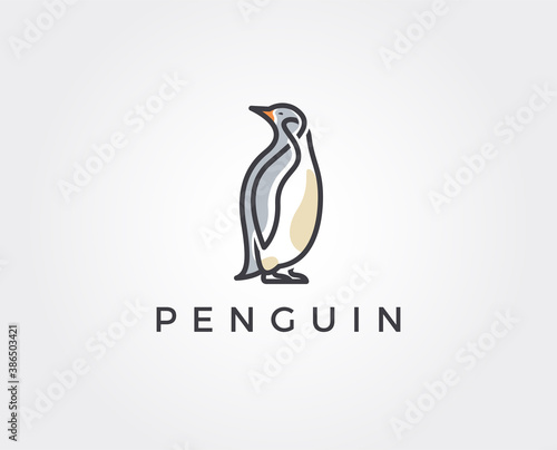 minimal penguin logo template - vector illustration