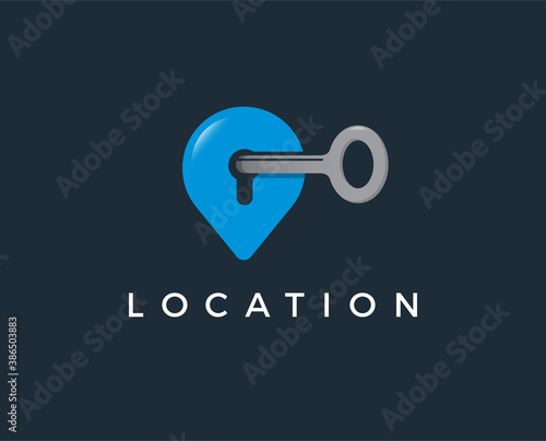 minimal location key logo template - vector illustration