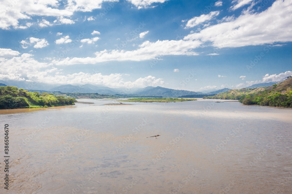 The Cauca River is the second most important river in Colombia. It is born near the Ox lagoon in the Colombian Massif (department of Cauca).