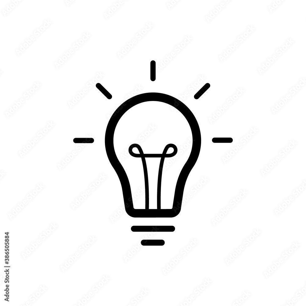 Idea label design with light bulb and rays. Logo design. Vector illustration Idea label design with light bulb and rays. Logo design. Vector illustration