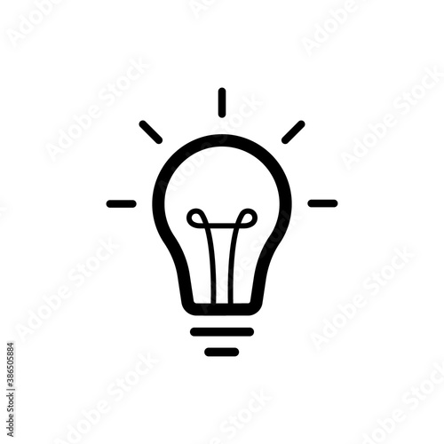 Idea label design with light bulb and rays. Logo design. Vector illustration