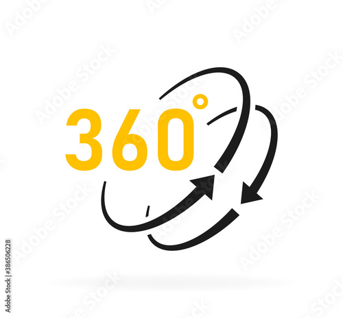 360 degrees view icon. Logo design for video, panoramic images and virtual reality. Vector illustration