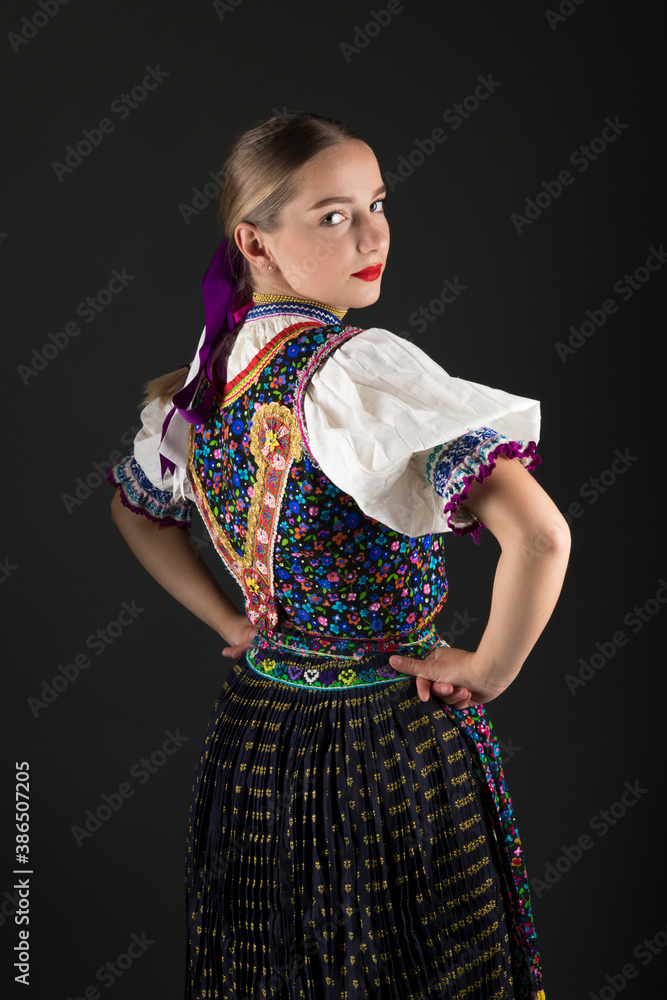 Slovak folklore. Slovak woman in traditional folk costume. Slovak folklore. Slovak woman in traditional folk costume.