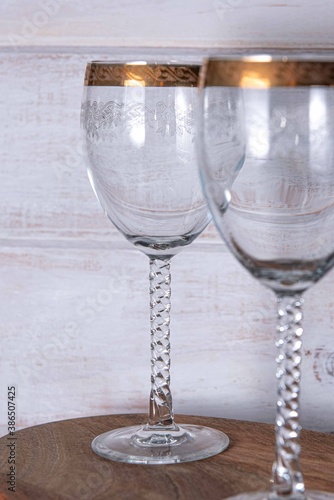 gold rim antique glass cup