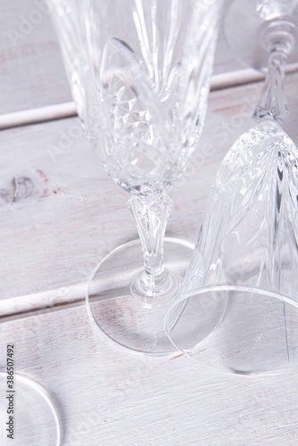 clear glass on the table ready for celebration 