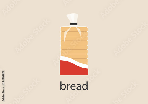 A sliced bread in plastic bag, a food icon