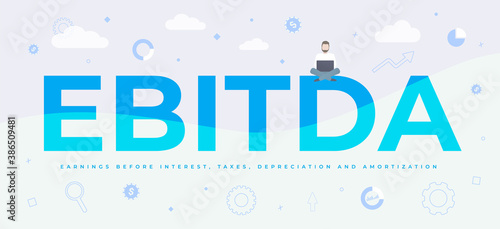 EBITDA (Earnings before interest, tax, depreciation and amortization) concept. Simple vector horizonal banner illustration