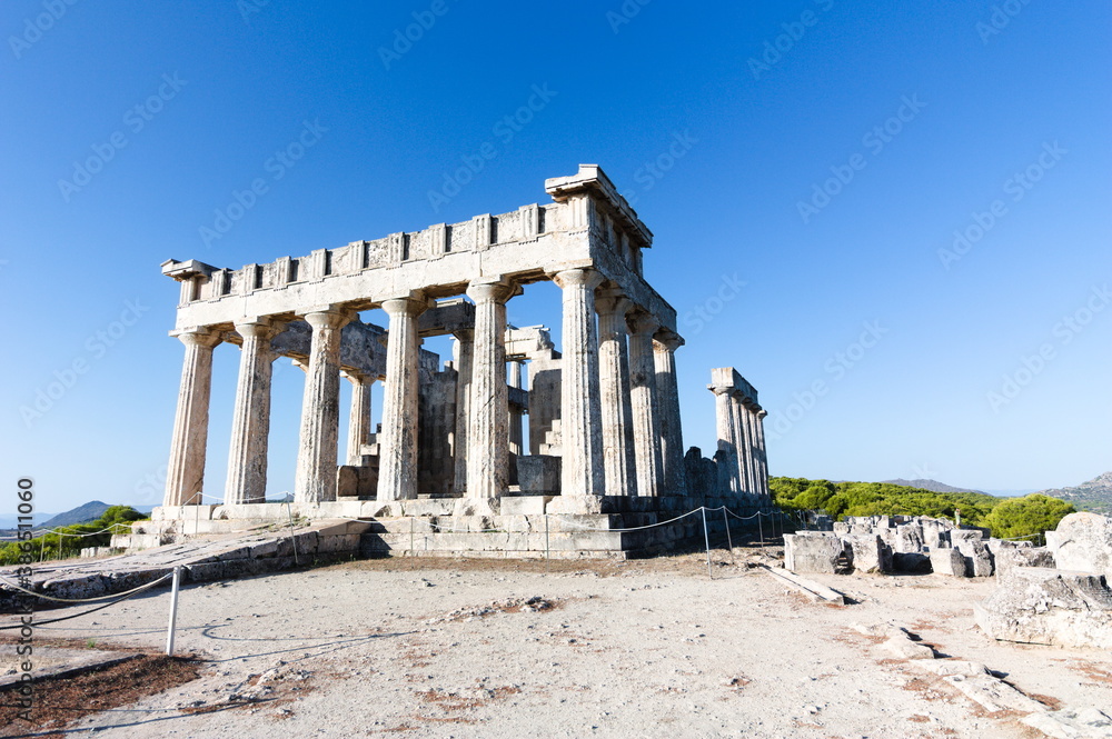 Temple of the goddess Aphaia in Aegina, Aegina Island, Saronic Gulf.