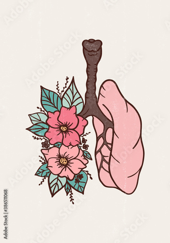 Abstract floral lungs leaves print anatomical drawing poster