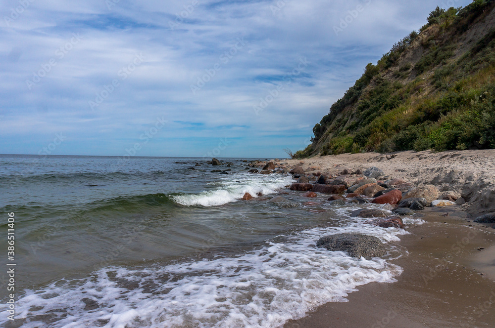 Sea coast. Tides and storms at sea. Waves on the Baltic Sea. Deserted seashore. Sea coast. Tides and storms at sea. Waves on the Baltic Sea. Deserted seashore.