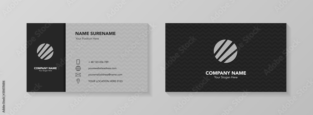 Business card template with creative icons. Vector