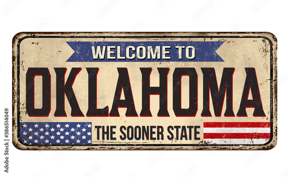 Welcome to Oklahoma vintage rusty metal sign