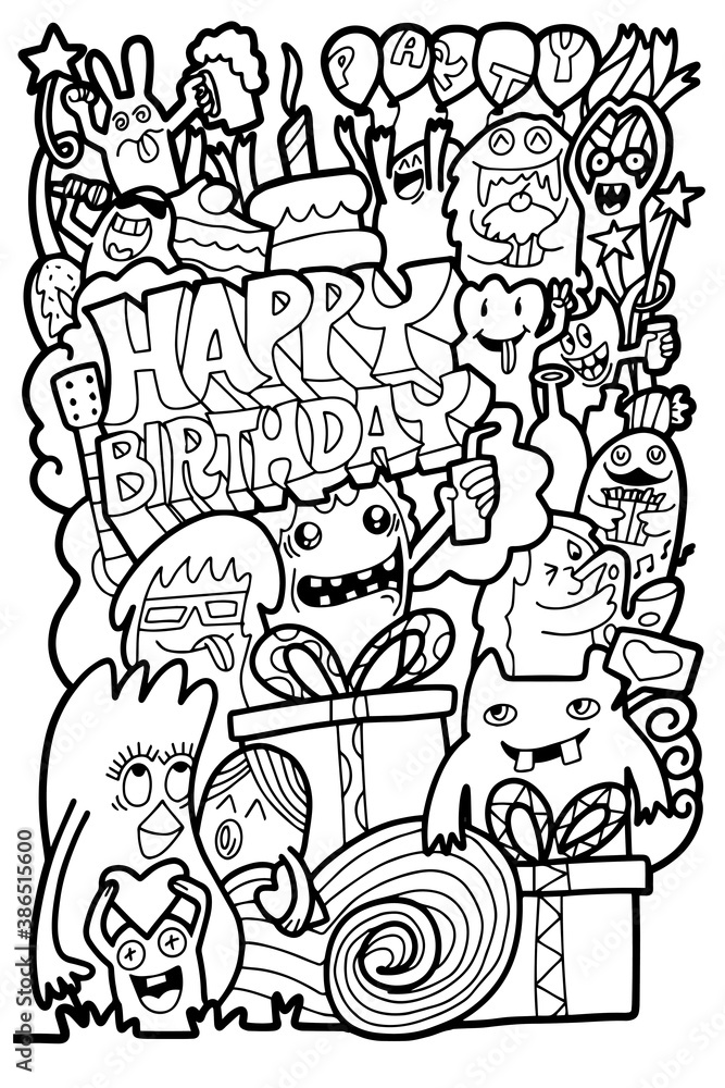 Doodle Monster Come to bless on the birthday