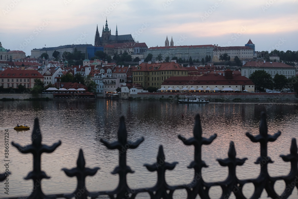 Fototapeta premium River Ltava, castle and beautiful architecture in the center of Prague