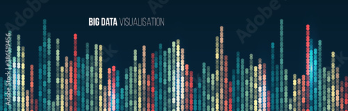 Big data visualization. Abstract background with lines array and binary code. Connection structure. Data array visual concept. Big data connection complex.