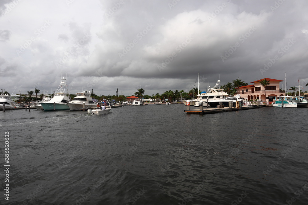 dramatic clouds over the marina.
