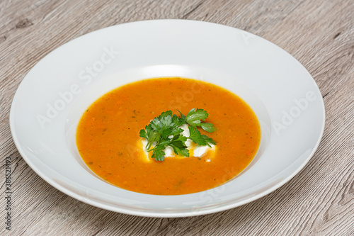 carrot cream soup in a bowl