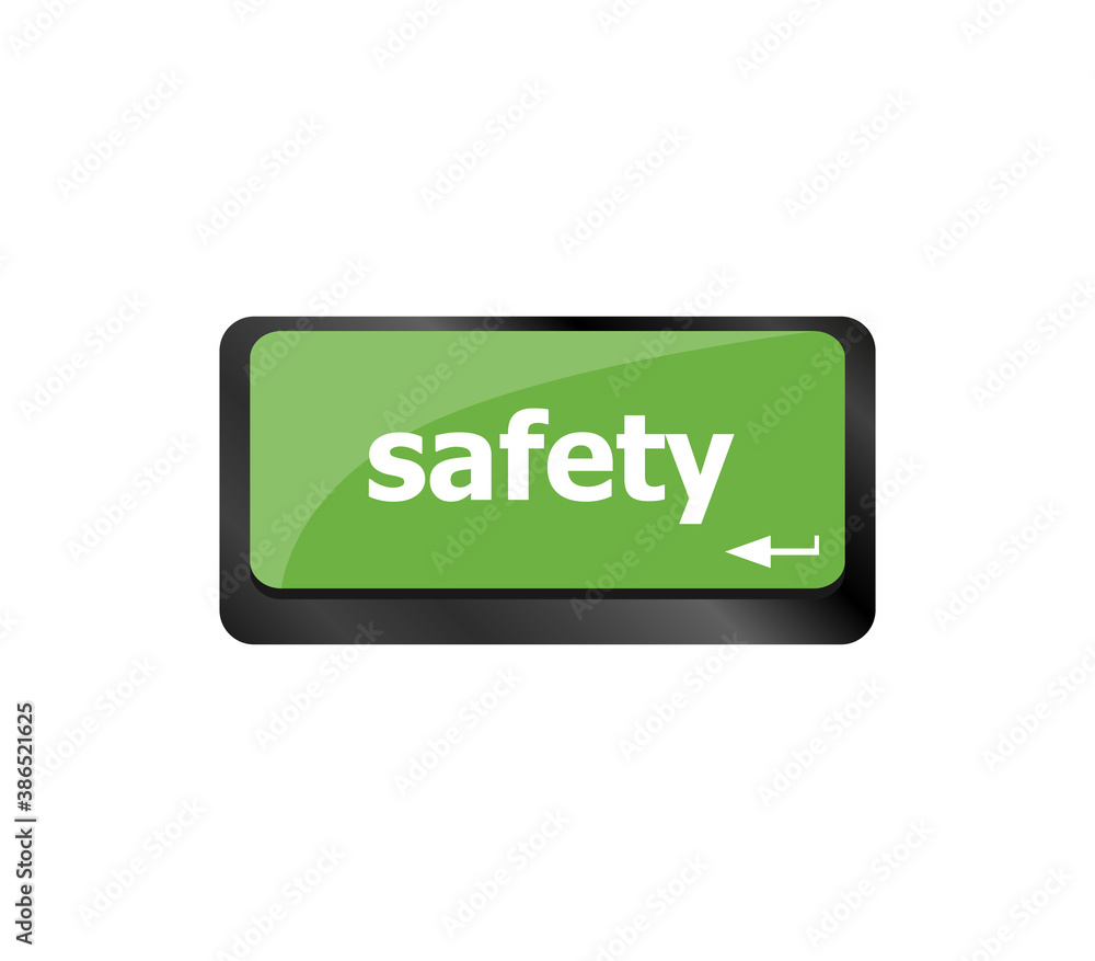 safety first concept with key on computer keyboard safety first concept with key on computer keyboard