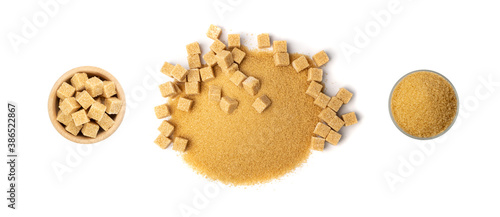 Raw Brown Cane Sugar Isolated on White Background
