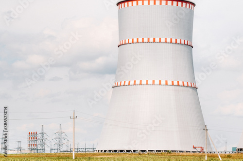 Belarusian nuclear power plant in Ostrovets district.Field around the nuclear power plant. Belarus photo