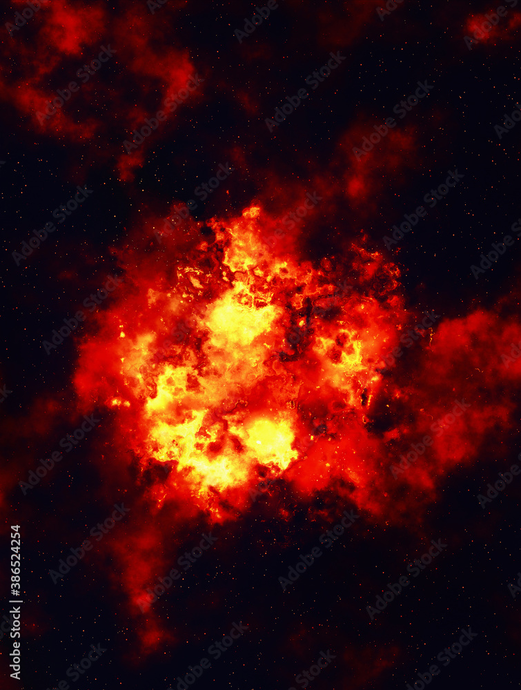 bright explosion fire  flash on space backgrounds