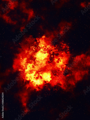 bright explosion fire flash on space backgrounds