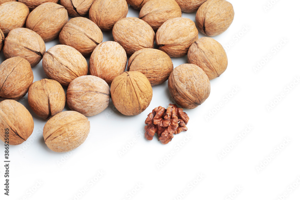 Fresh walnut Isolate on a white background. Fresh walnut Isolate on a white background.