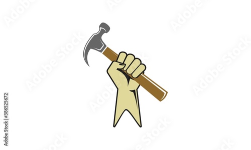 Clenched hand with hammer illustration vector