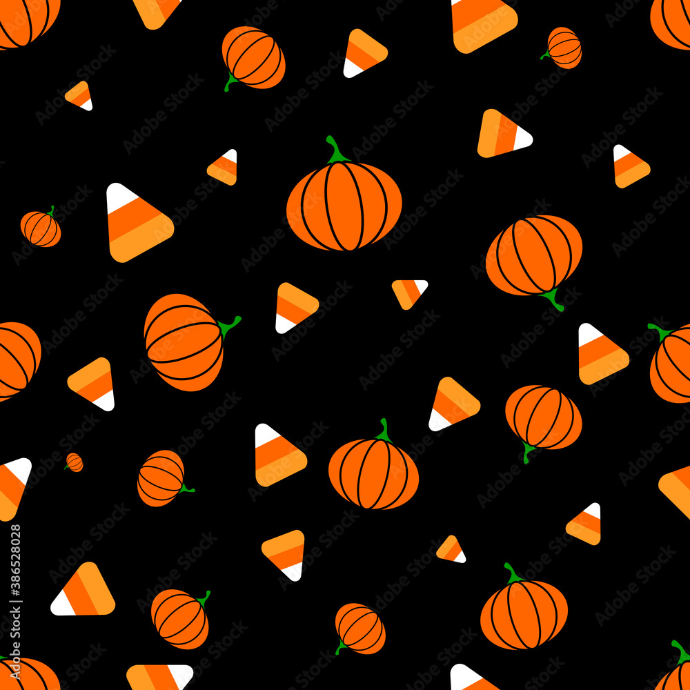Halloween seamless pattern, flat design template, vector illustration