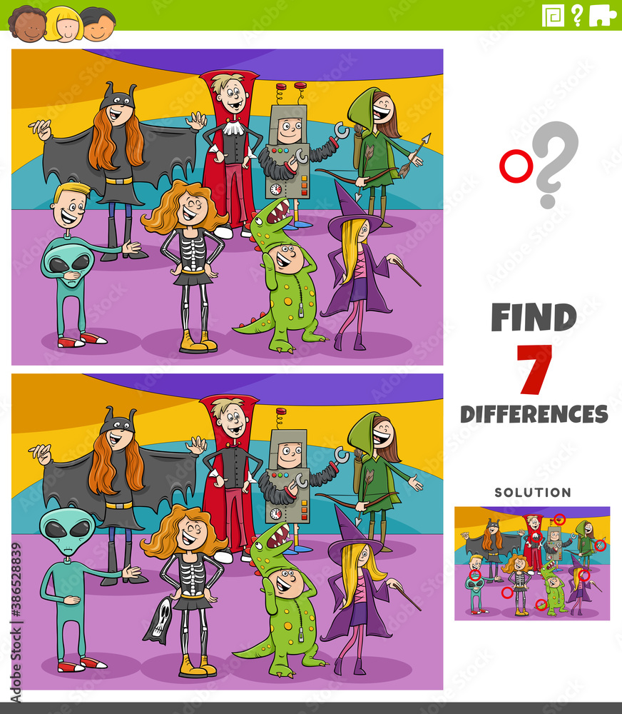 Fototapeta premium differences educational task for children with Halloween characters