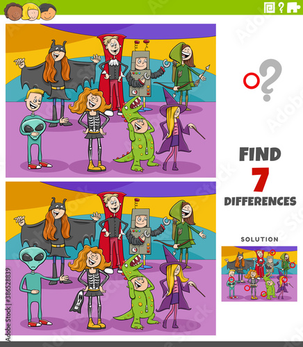differences educational task for children with Halloween characters