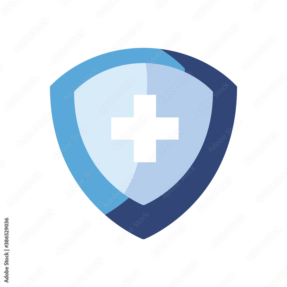 Cross inside shield flat style icon vector design Cross inside shield flat style icon vector design
