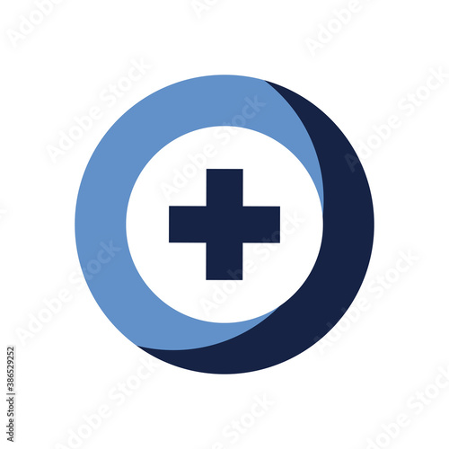 Cross inside button flat style icon vector design