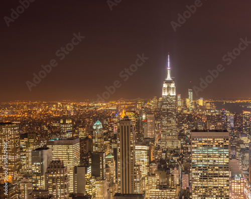 View of New York Manhattan during sunset hours