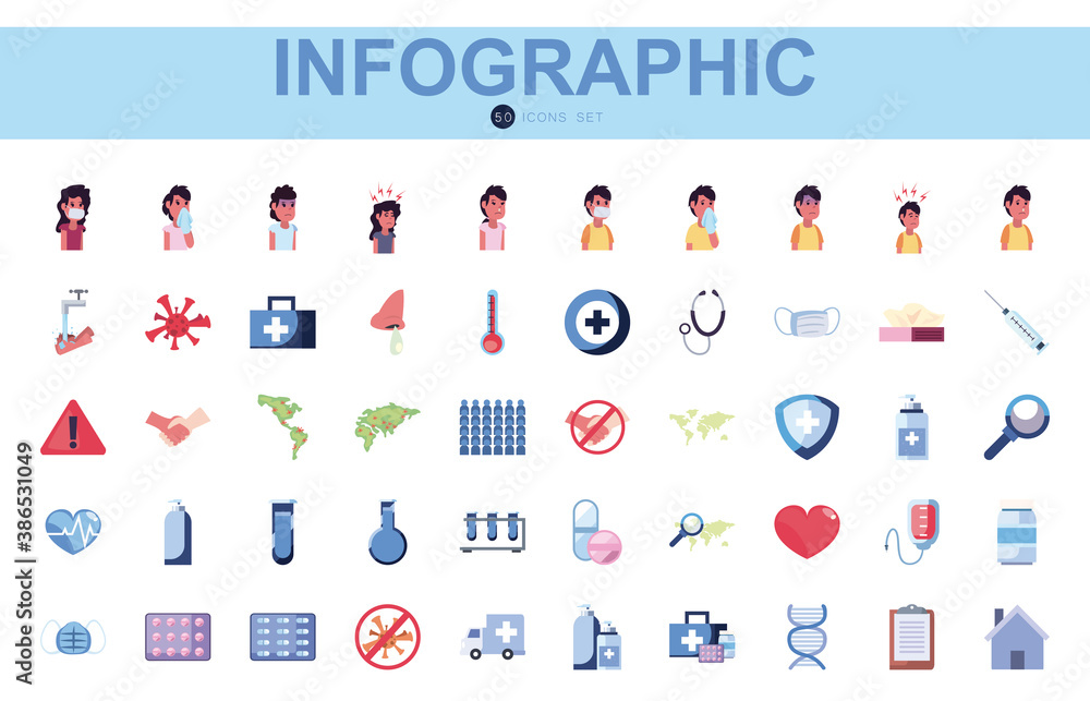 Covid 19 virus flat style icon set vector design Covid 19 virus flat style icon set vector design