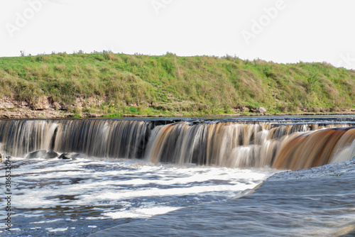 Waterfall  water flowing from the river falls down