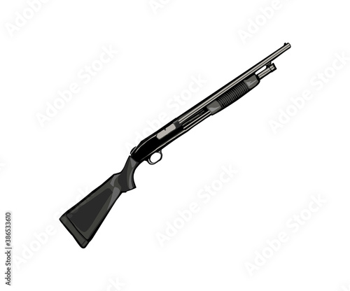 shot gun hand drawn vector illustration