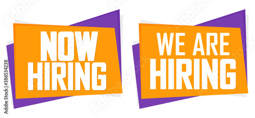 We are Hiring Now banners design template, join our team, vector illustration